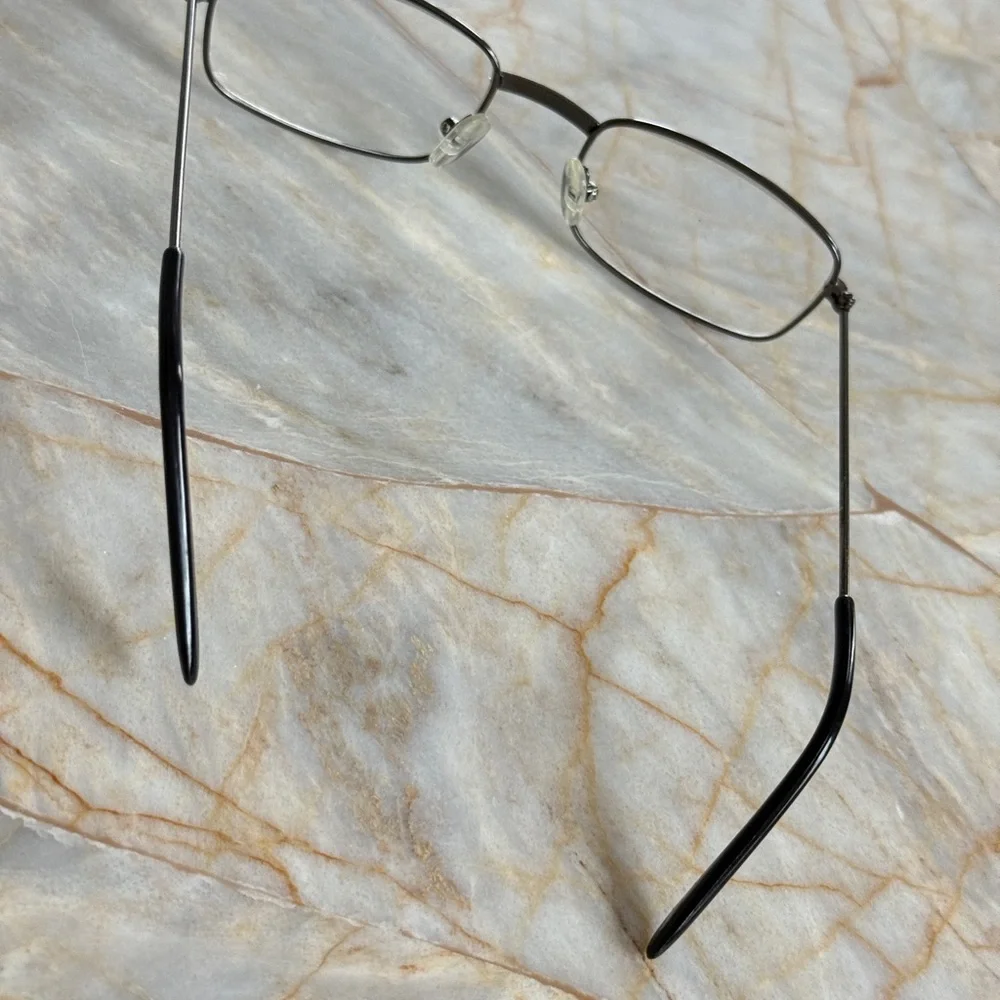 Men's or Womens +2.00 Reading Glasses Rectangle Metal Frame Glasses in Silver +2